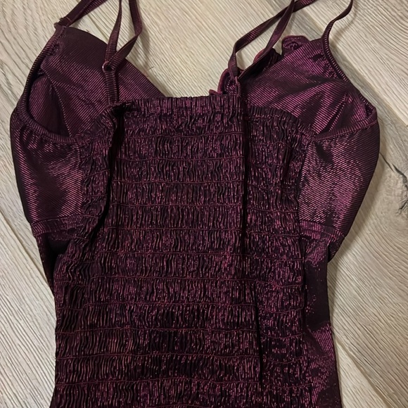 Poetry Clothing sexy top. Burgundy color with built in bra and ruffles, small - Picture 4 of 6